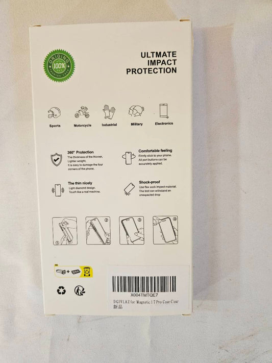Clear magnetic iPhone 17 Pro case packaging back and label