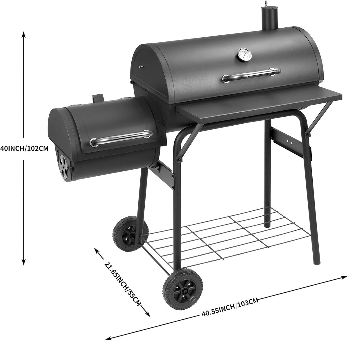 Black Charcoal Grill 535 SquareInches Offset Smoker