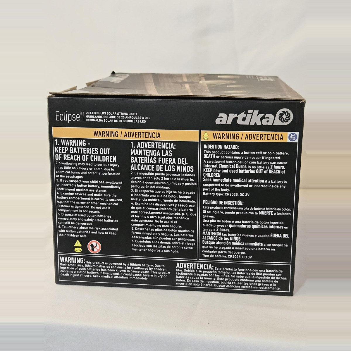 Artika Eclipse solar string lights box side