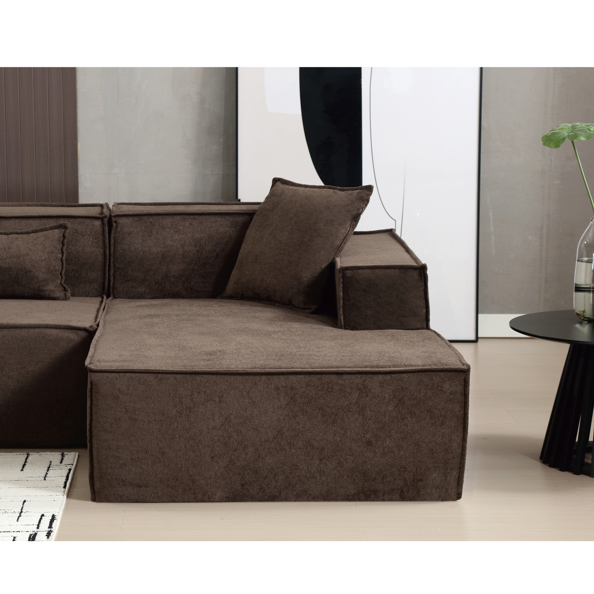 Dark Brown 3-Piece Modular Sectional Sofa – 129.5 in
