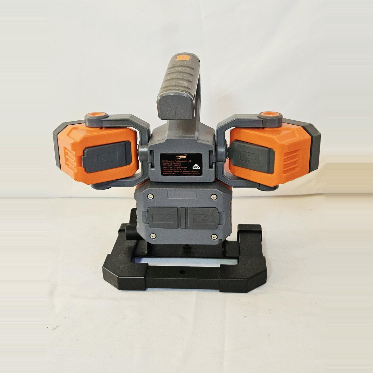 eP360 work light back with USB ports and label