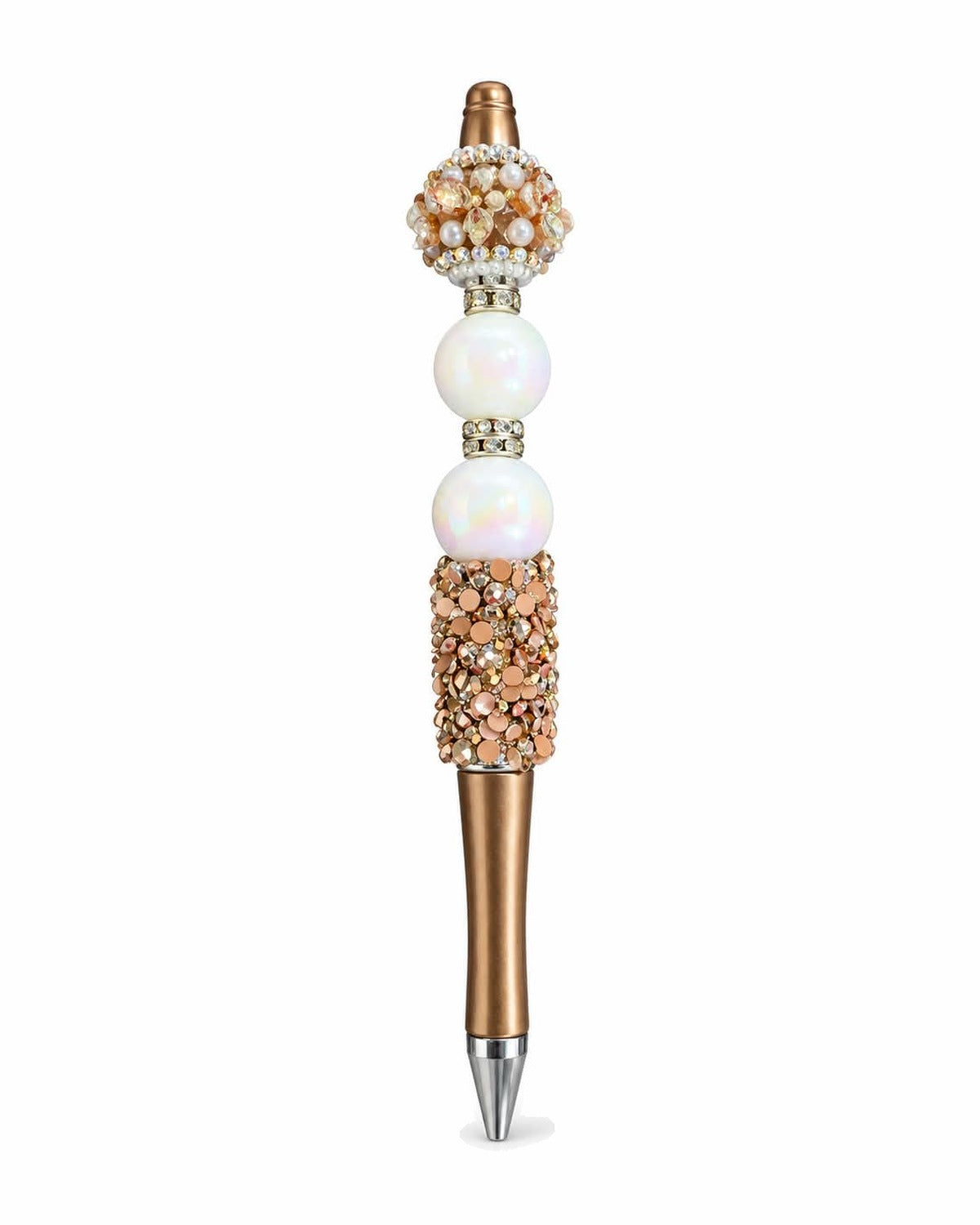 Bronze glam beaded pen with crystal barrel