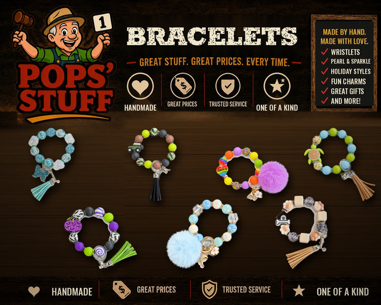 Handmade bracelets at Pops' Stuff