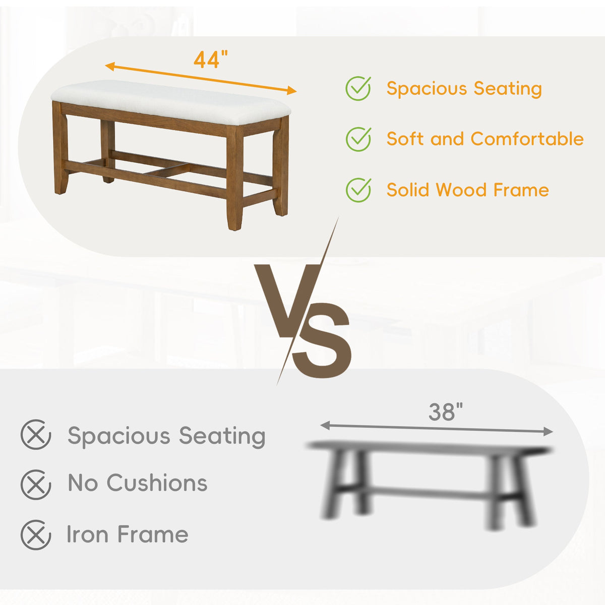 Farmhouse 76inch 6-Piece Extendable Dining Table Set Trestle Kitchen Table Set