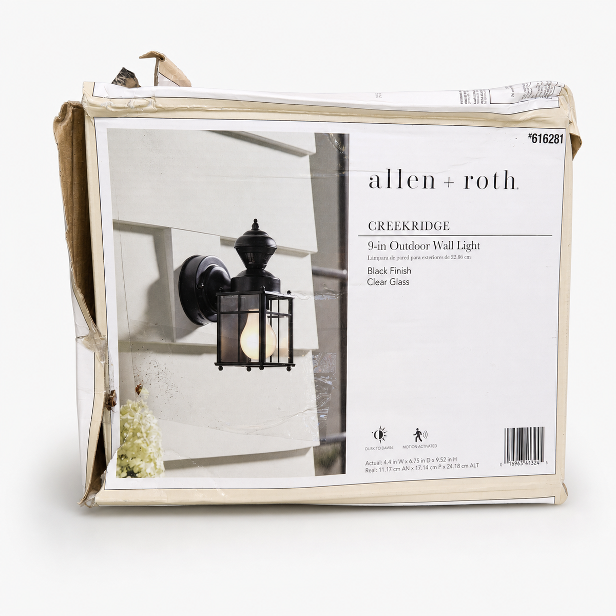 allen + roth Creekridge motion-sensor and dusk-to-dawn outdoor wall light, item 616281