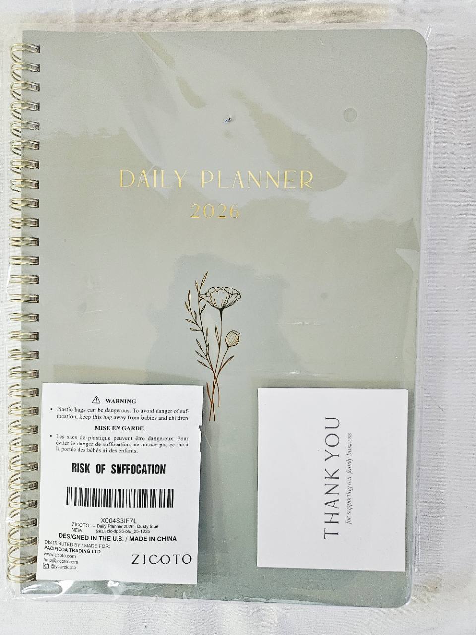 ZICOTO 2026 dusty blue daily planner packaging
