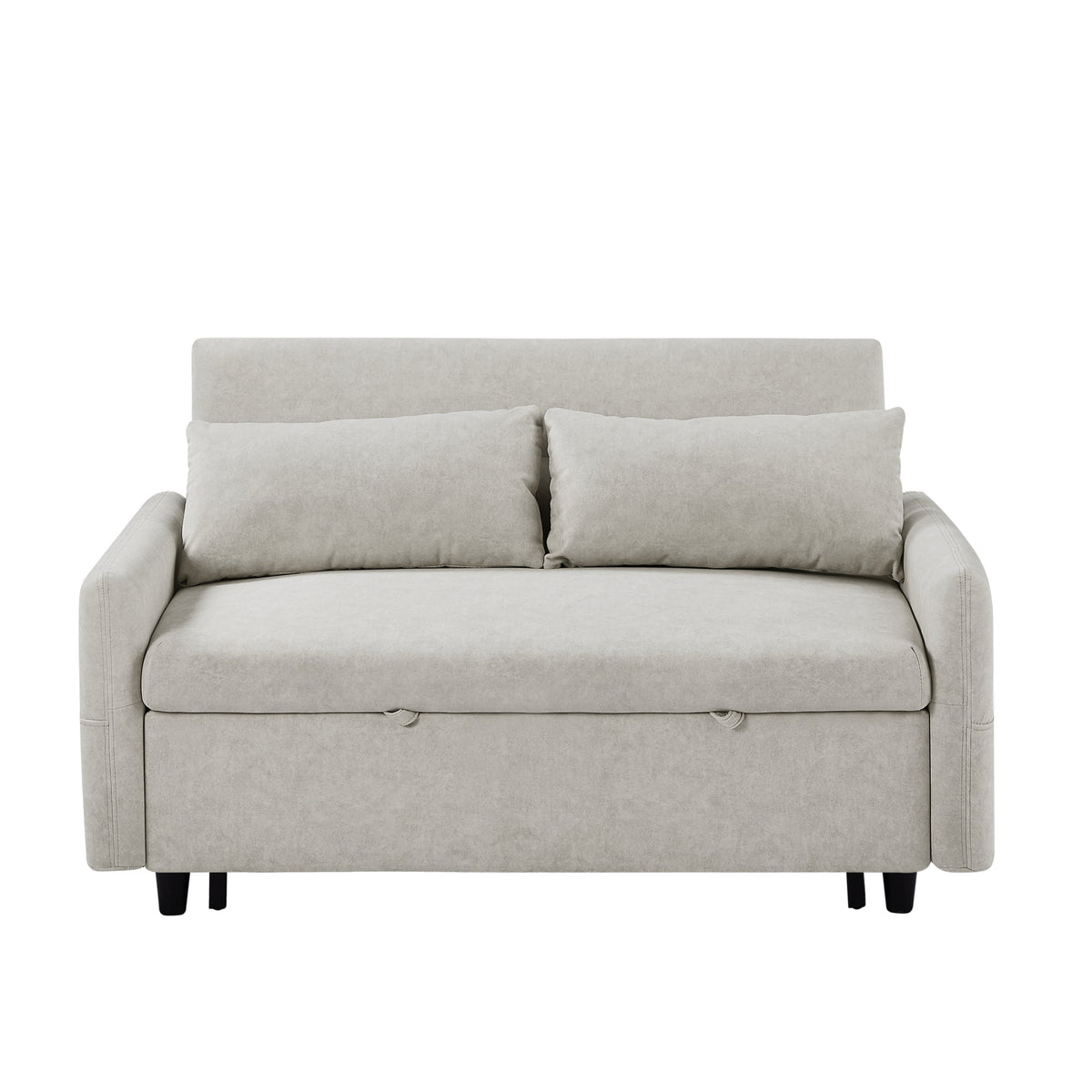 Beige 55.1-Inch Pull-Out Sleeper Loveseat with USB Charging