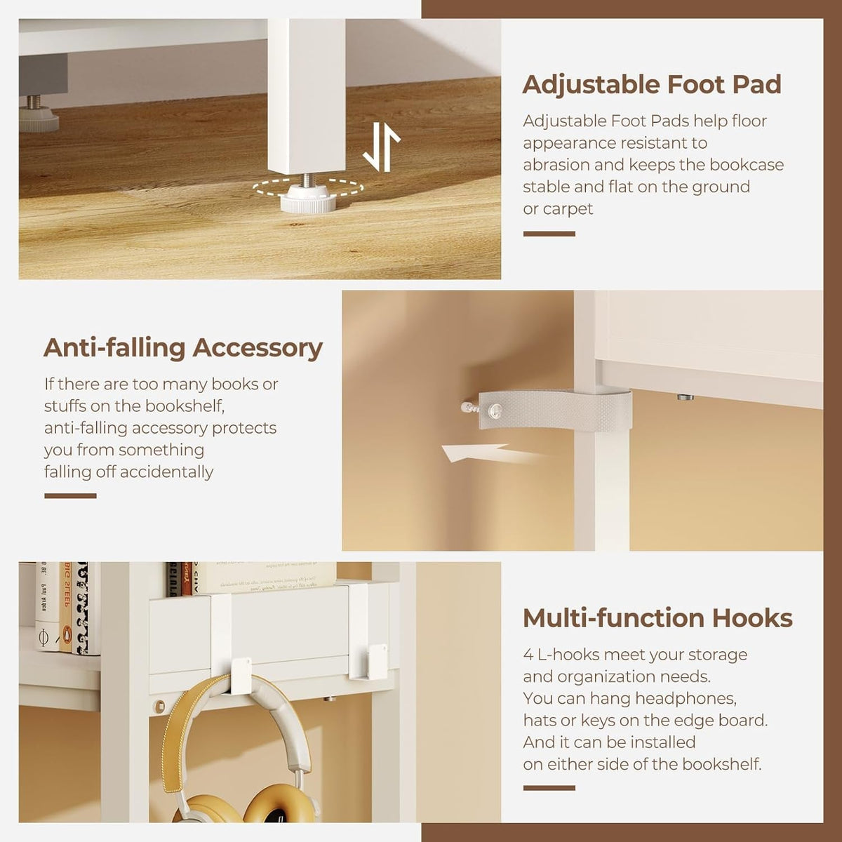 White Five Tier Corner Bookshelf Durable Construction