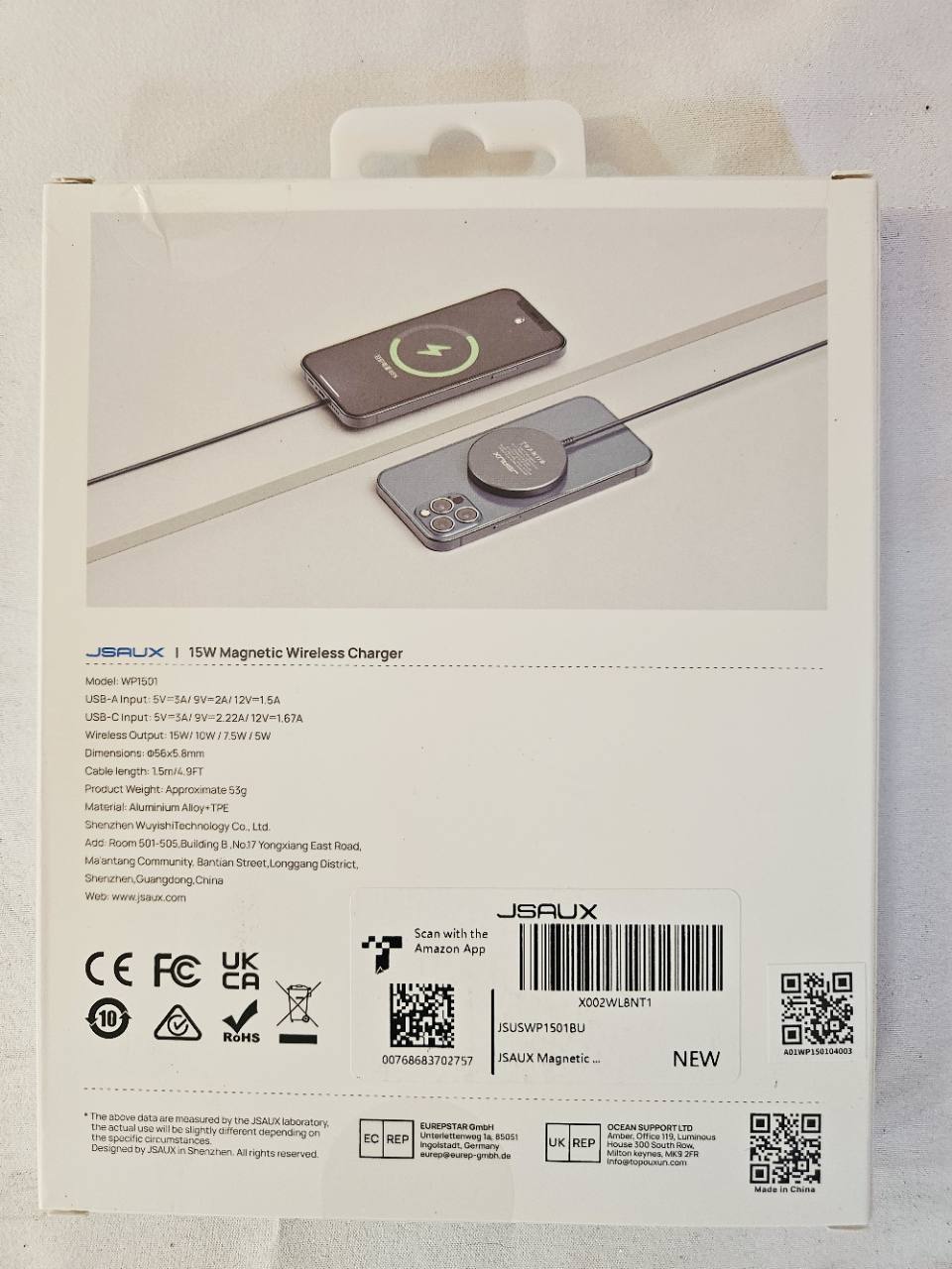 JSAUX WP1501 back packaging and specifications