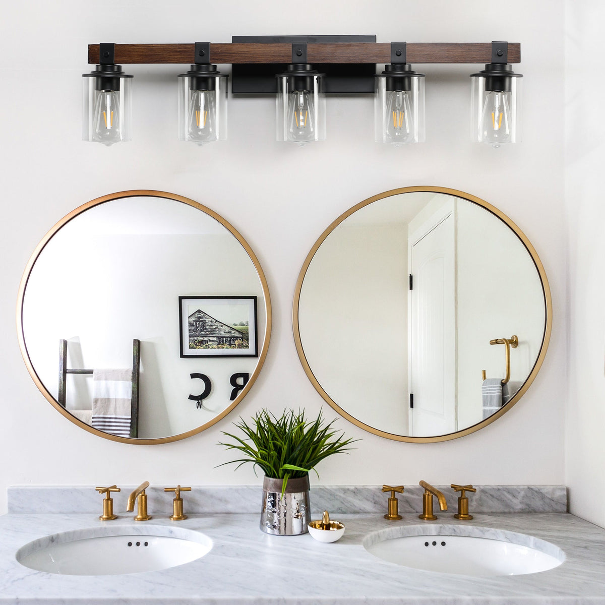 5-Lights Farmhouse Vanity Lights Fixture Rustic Bathroom Light Fixture