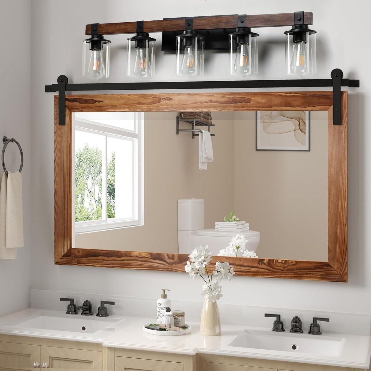 5-Lights Farmhouse Vanity Lights Fixture Rustic Bathroom Light Fixture