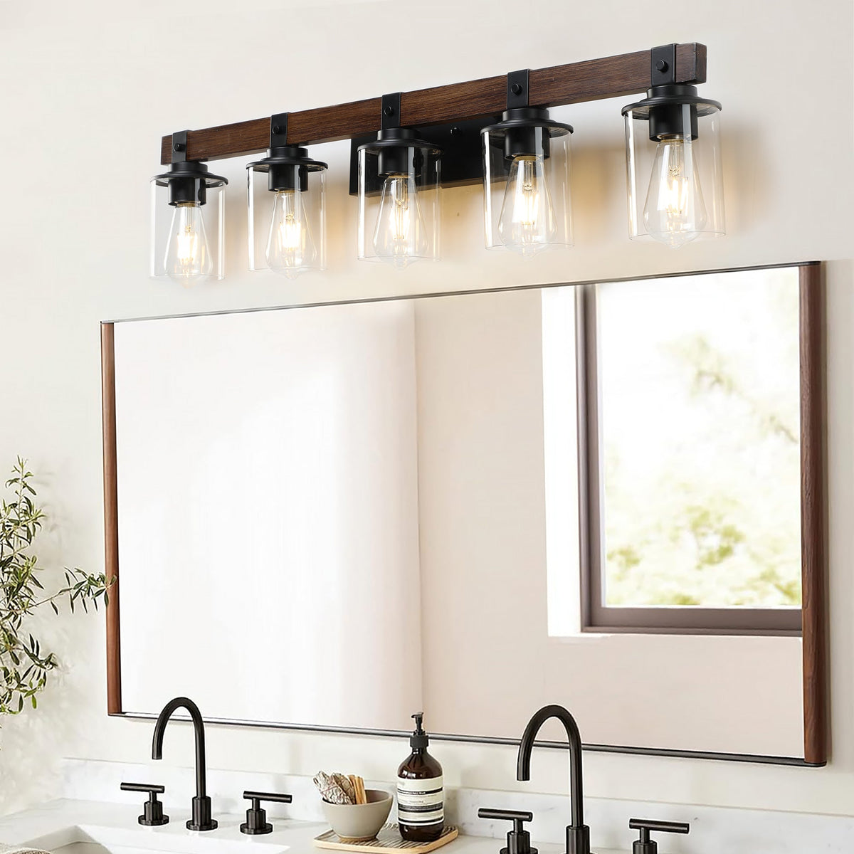 5-Lights Farmhouse Vanity Lights Fixture Rustic Bathroom Light Fixture