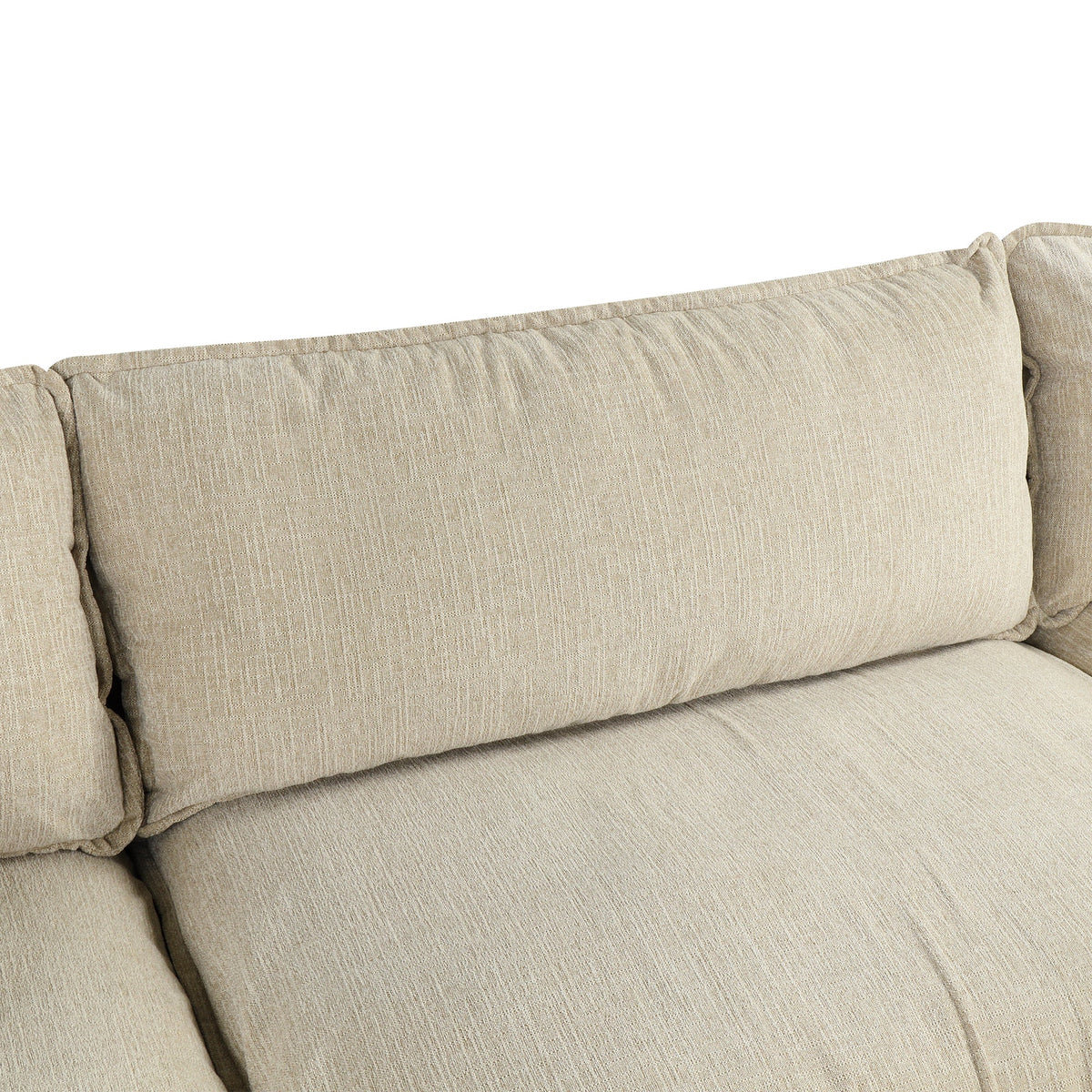 Beige Chenille 4-Seat Sectional Sofa with Ottoman & USB – 128 in