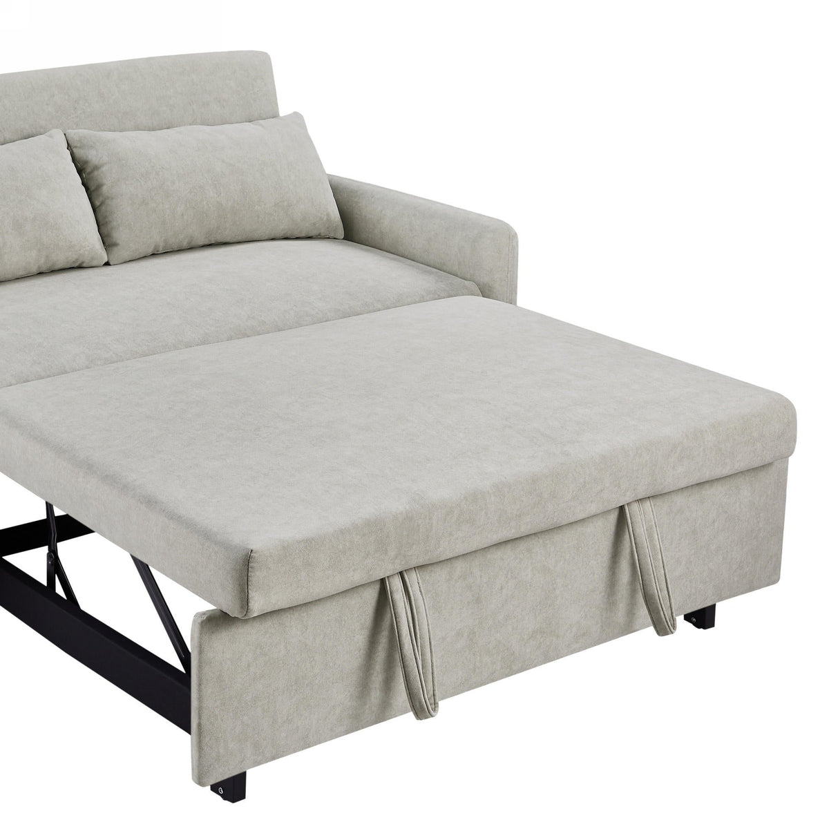 Beige 55.1-Inch Pull-Out Sleeper Loveseat with USB Charging
