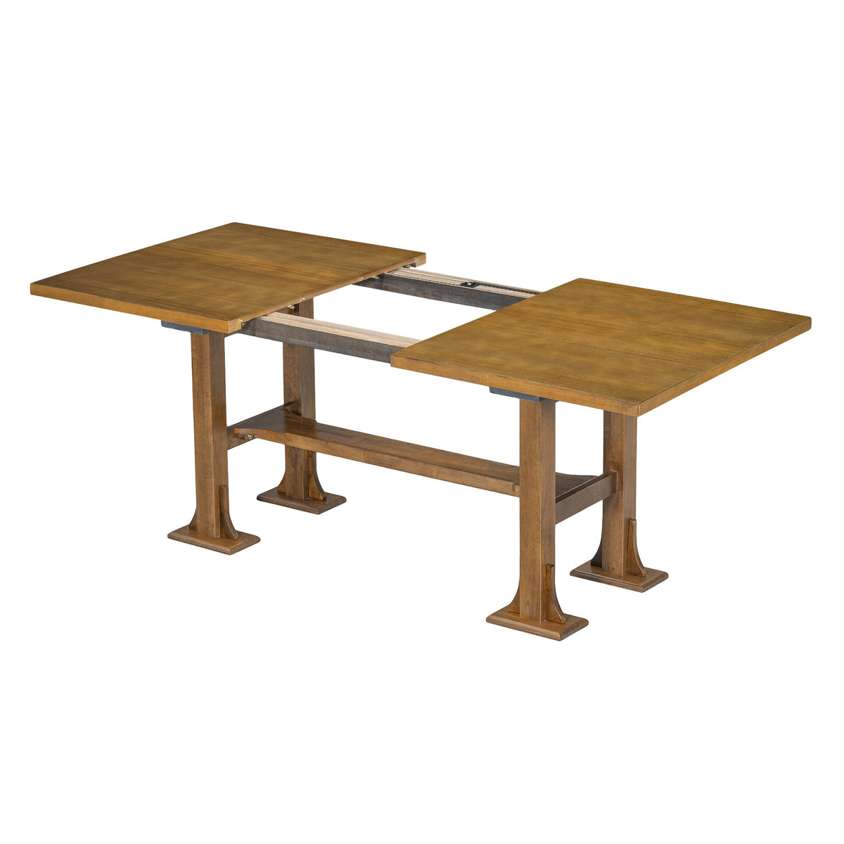 Farmhouse 76inch 6-Piece Extendable Dining Table Set Trestle Kitchen Table Set