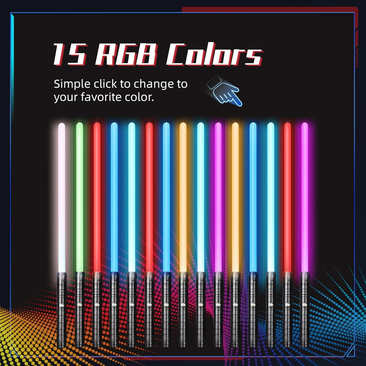 Lightsaber blades lit in different RGB colors