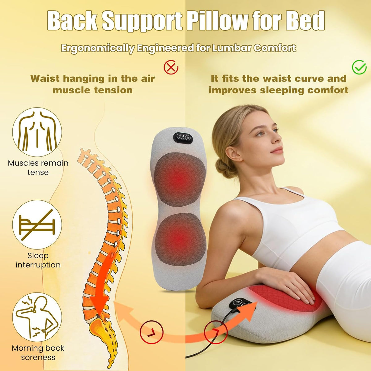 Massager pillow in use on a chair