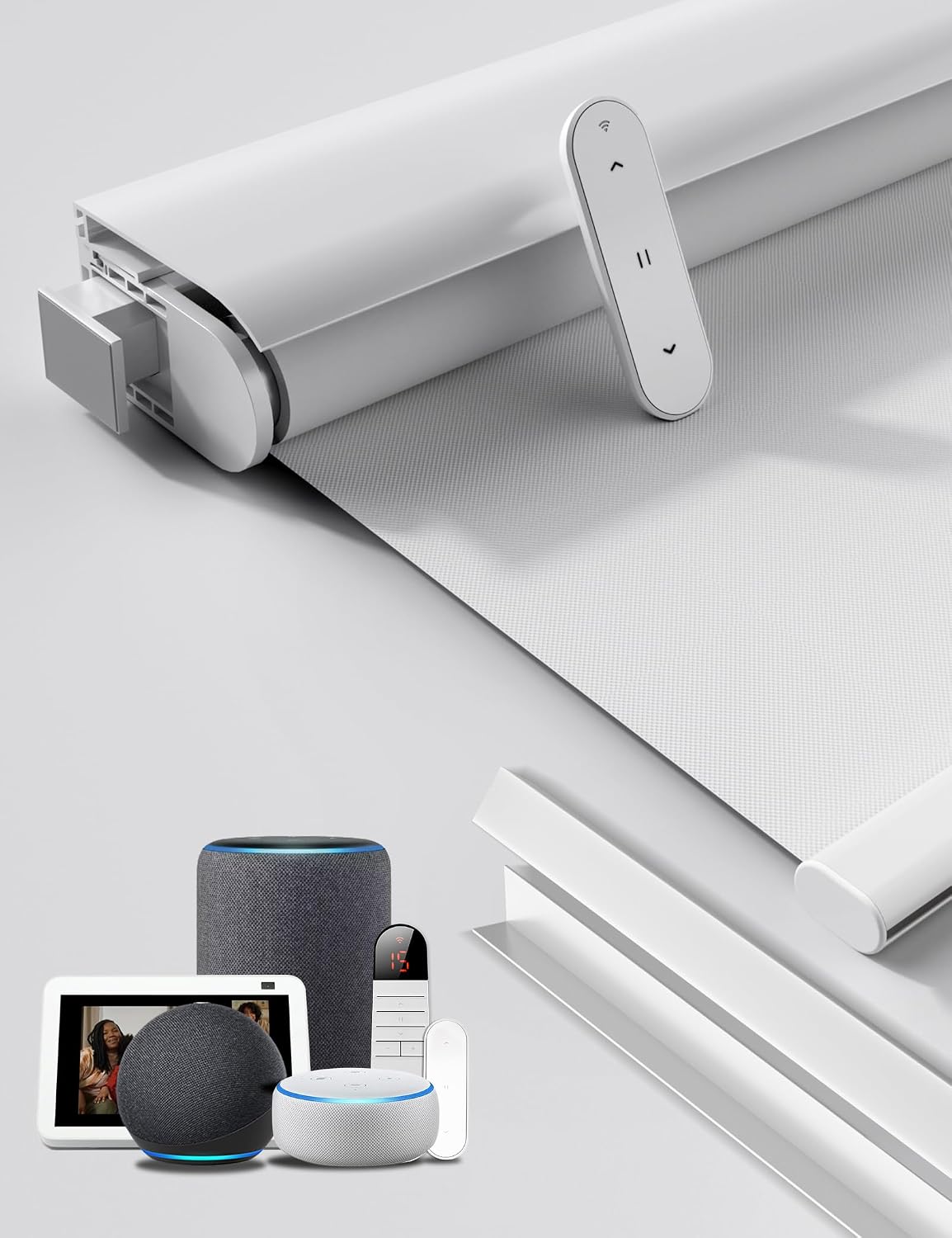 Grandekor motorized blackout roller shade white