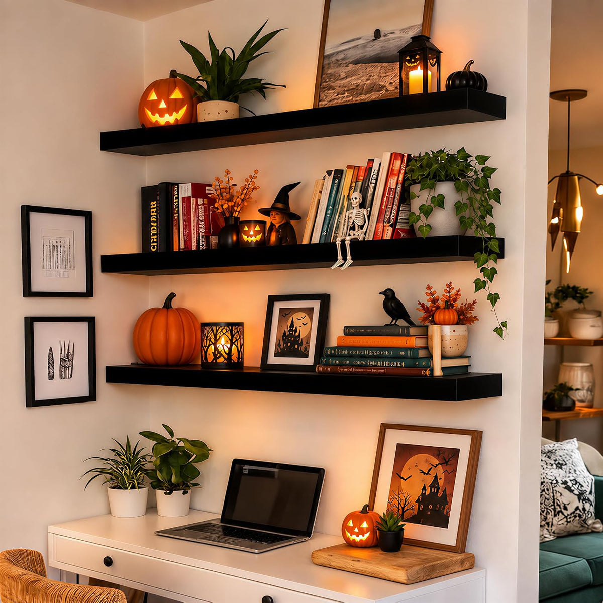 ROGMARS 36 inch black floating shelves set of 3
