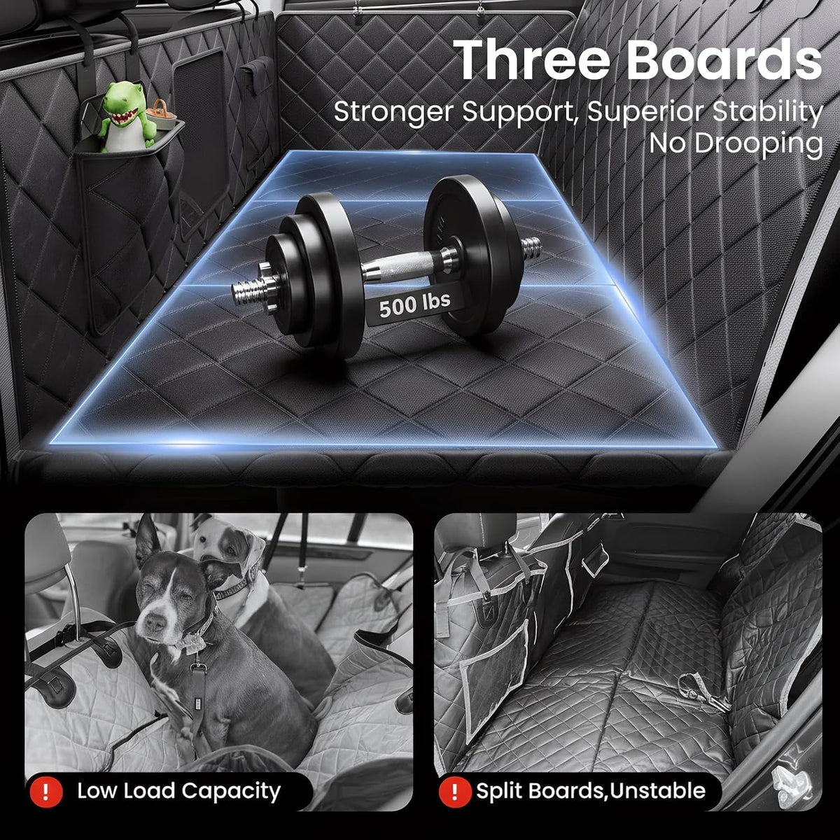Three support boards, 500 lb capacity