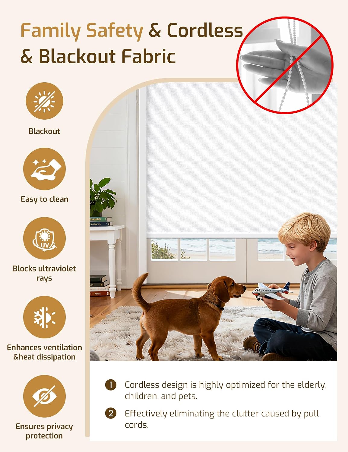 Blackout fabric blocking light