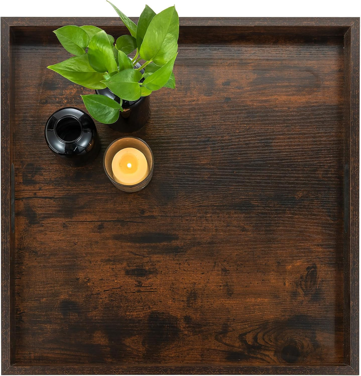 Hanobe 20 inch square wooden ottoman tray