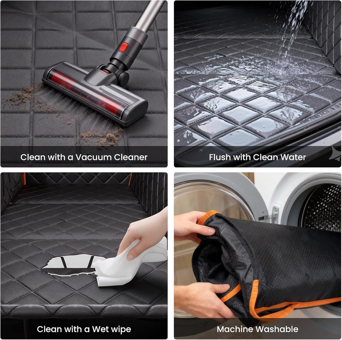 Cleaning - vacuum, wipe, rinse or machine wash