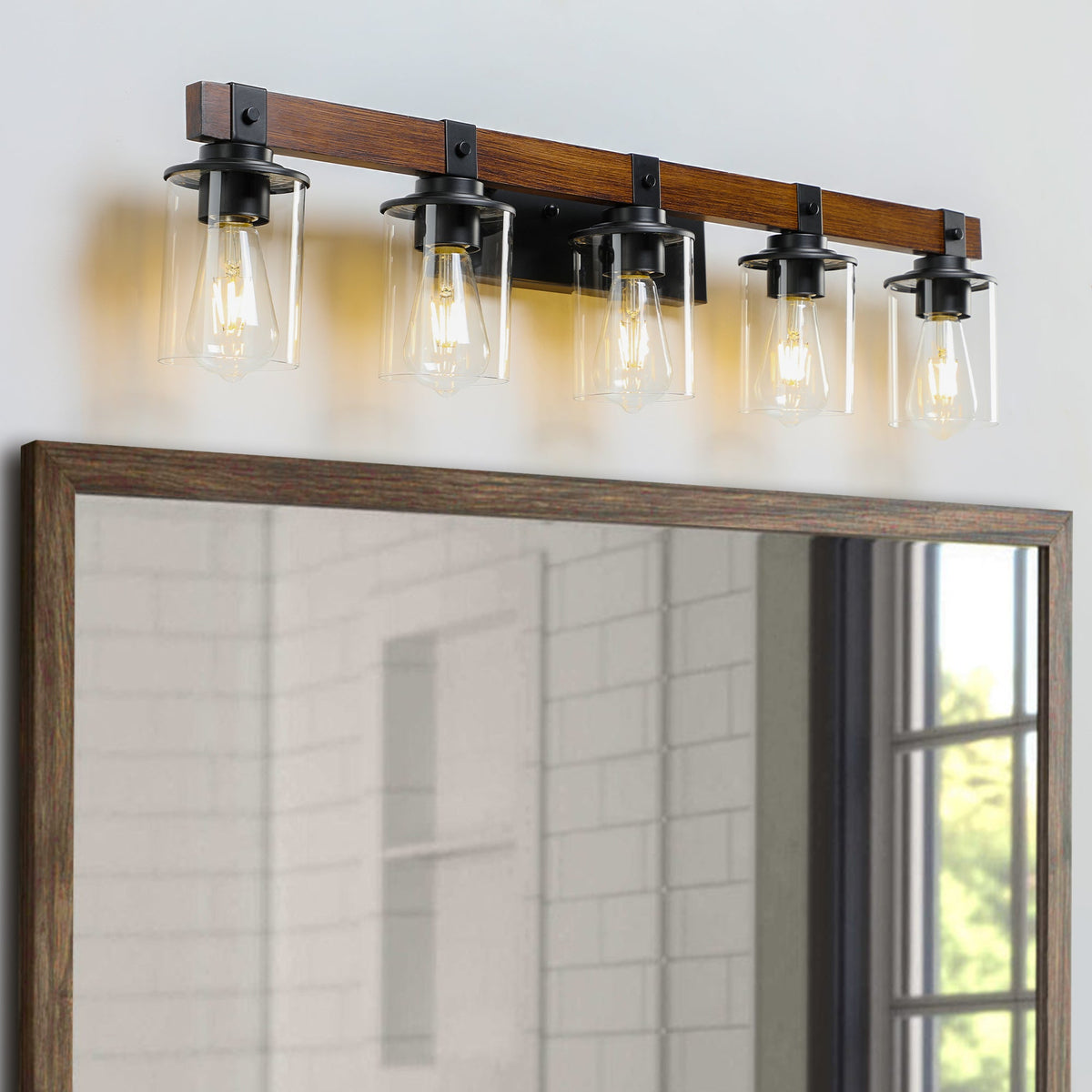 5-Lights Farmhouse Vanity Lights Fixture Rustic Bathroom Light Fixture