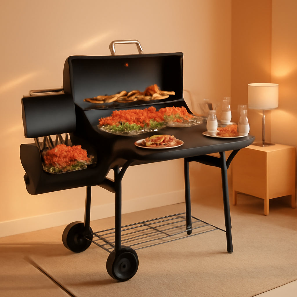 Black Charcoal Grill 535 SquareInches Offset Smoker