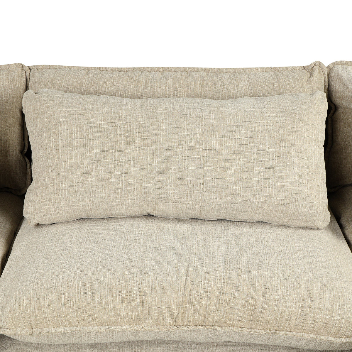 Beige Chenille 4-Seat Sectional Sofa with Ottoman & USB – 128 in