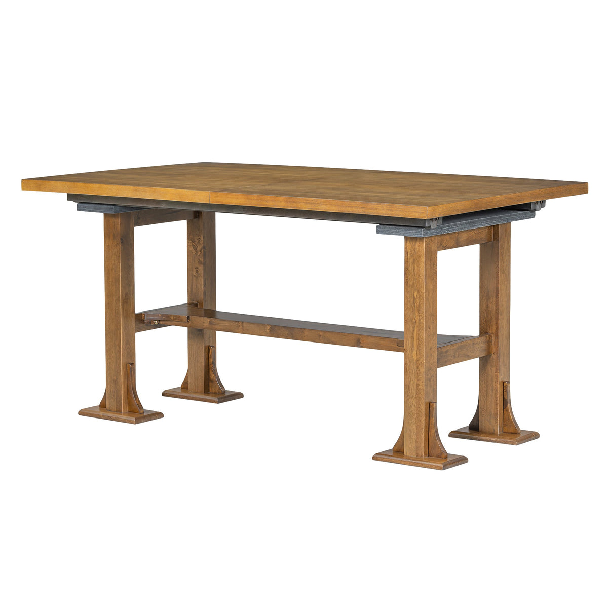 Farmhouse 76inch 6-Piece Extendable Dining Table Set Trestle Kitchen Table Set