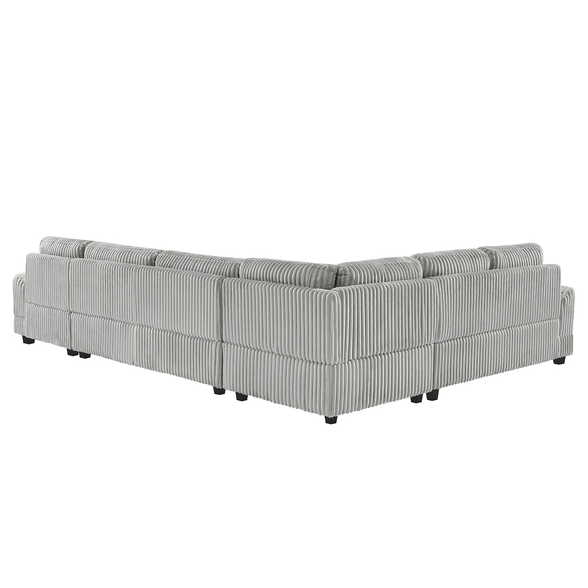 Gray Corduroy 129-Inch U-Shaped 5-Seat Sectional Sofa