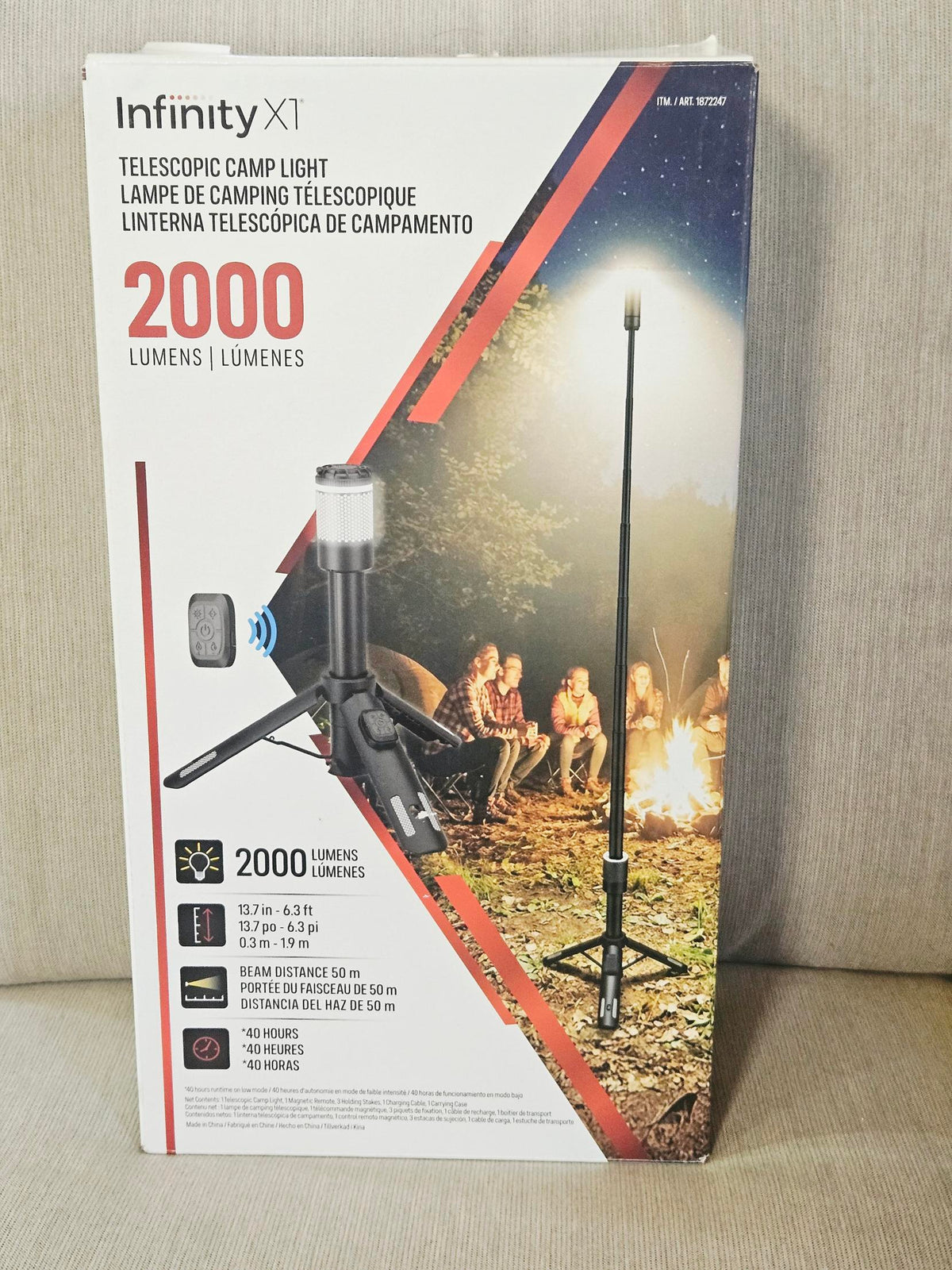 Infinity X1 Telescopic Camp Light 2000 lumens box front