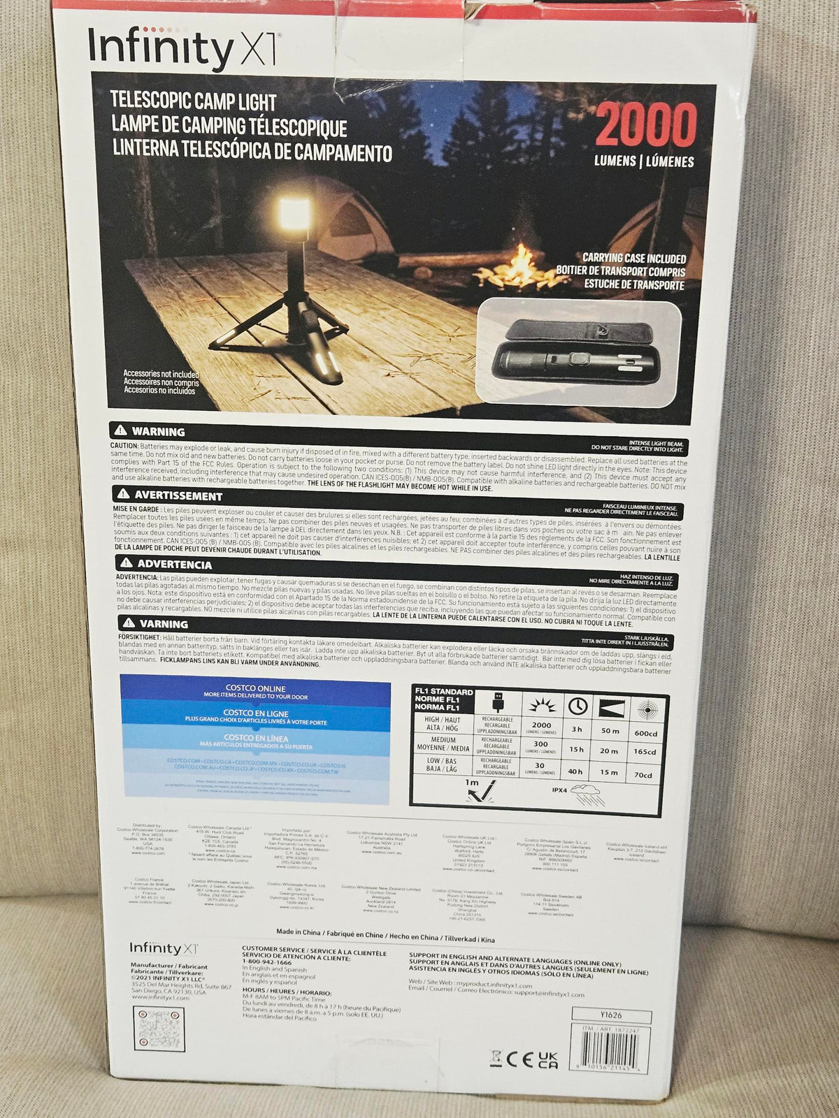 Specifications, runtime chart and carrying case