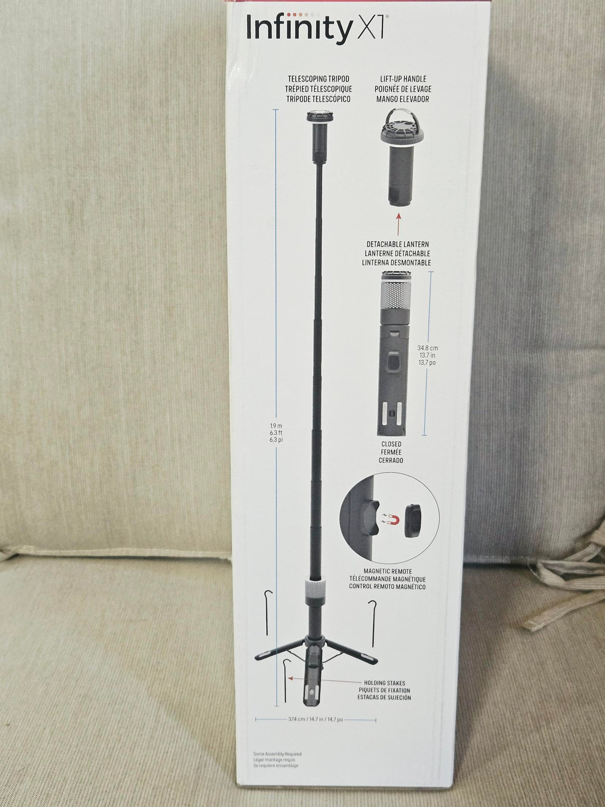 Telescoping tripod, detachable lantern and magnetic remote