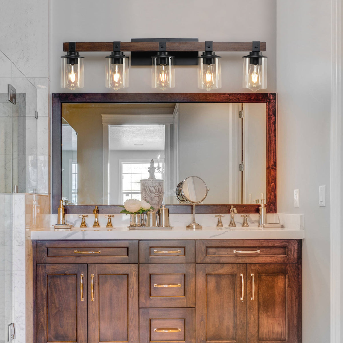 5-Lights Farmhouse Vanity Lights Fixture Rustic Bathroom Light Fixture