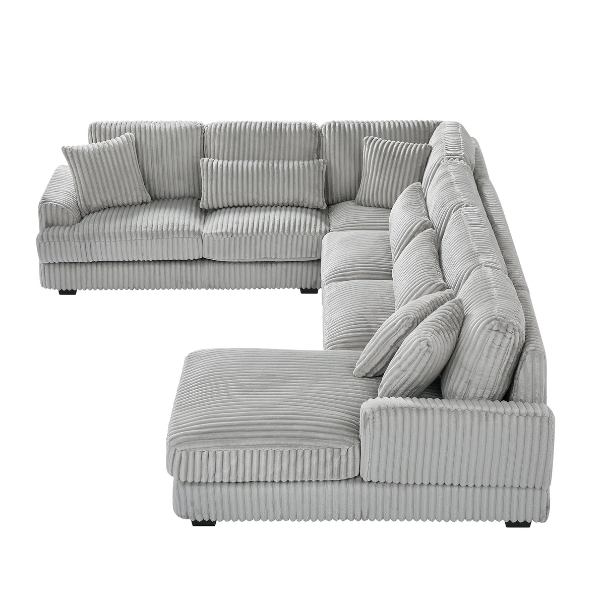Gray Corduroy 129-Inch U-Shaped 5-Seat Sectional Sofa
