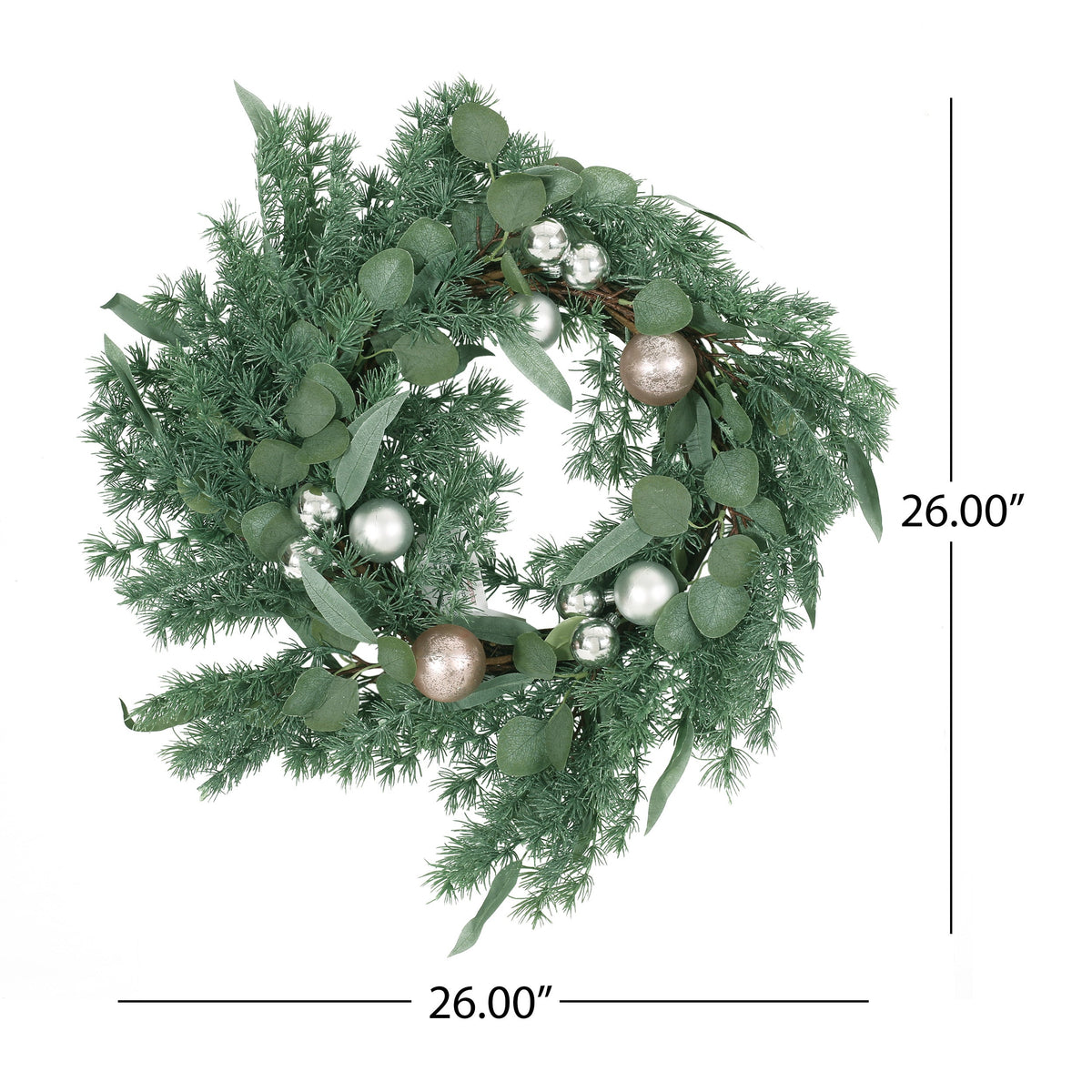 26" Pineneedle Wreath With Ball