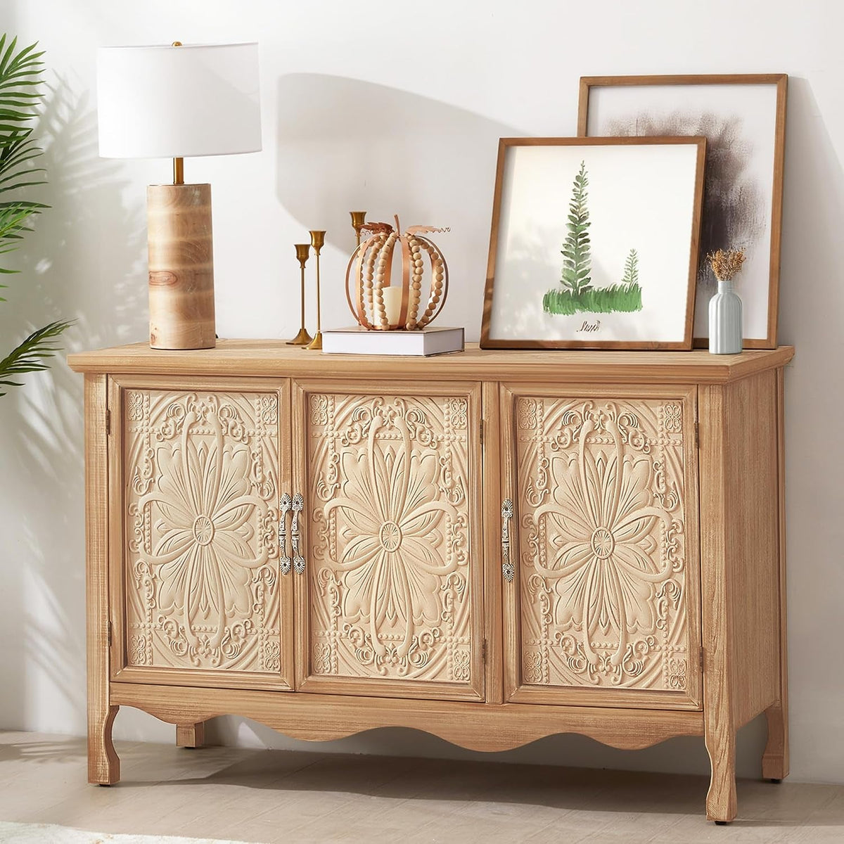 49 Inch Handcrafted Weathered Oak Sideboard Cabinet