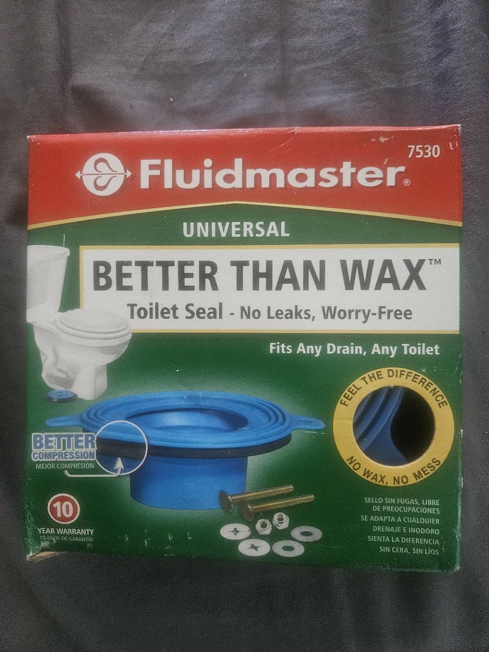 Actual Fluidmaster 7530 Better Than Wax toilet seal package front
