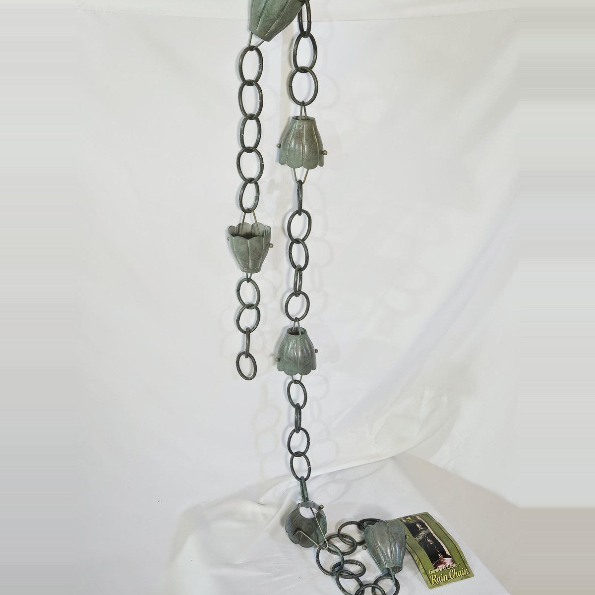Rain chain bell cups and ring links