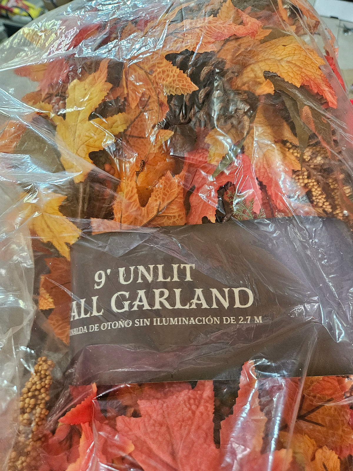 Celebrations 9 ft. Unlit Fall Leaves Garland – Pumpkins, Berries & Pinecones