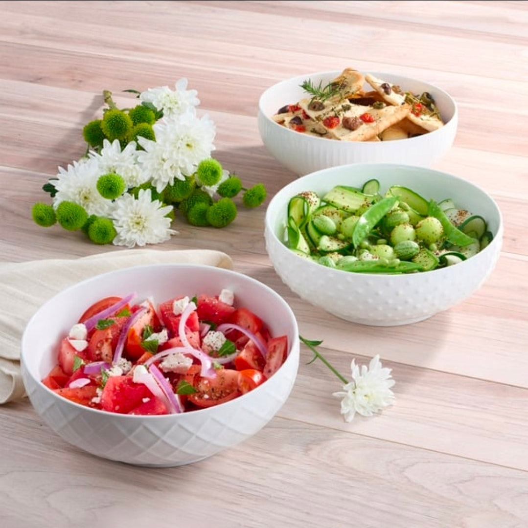 Trudeau white porcelain serving bowl set
