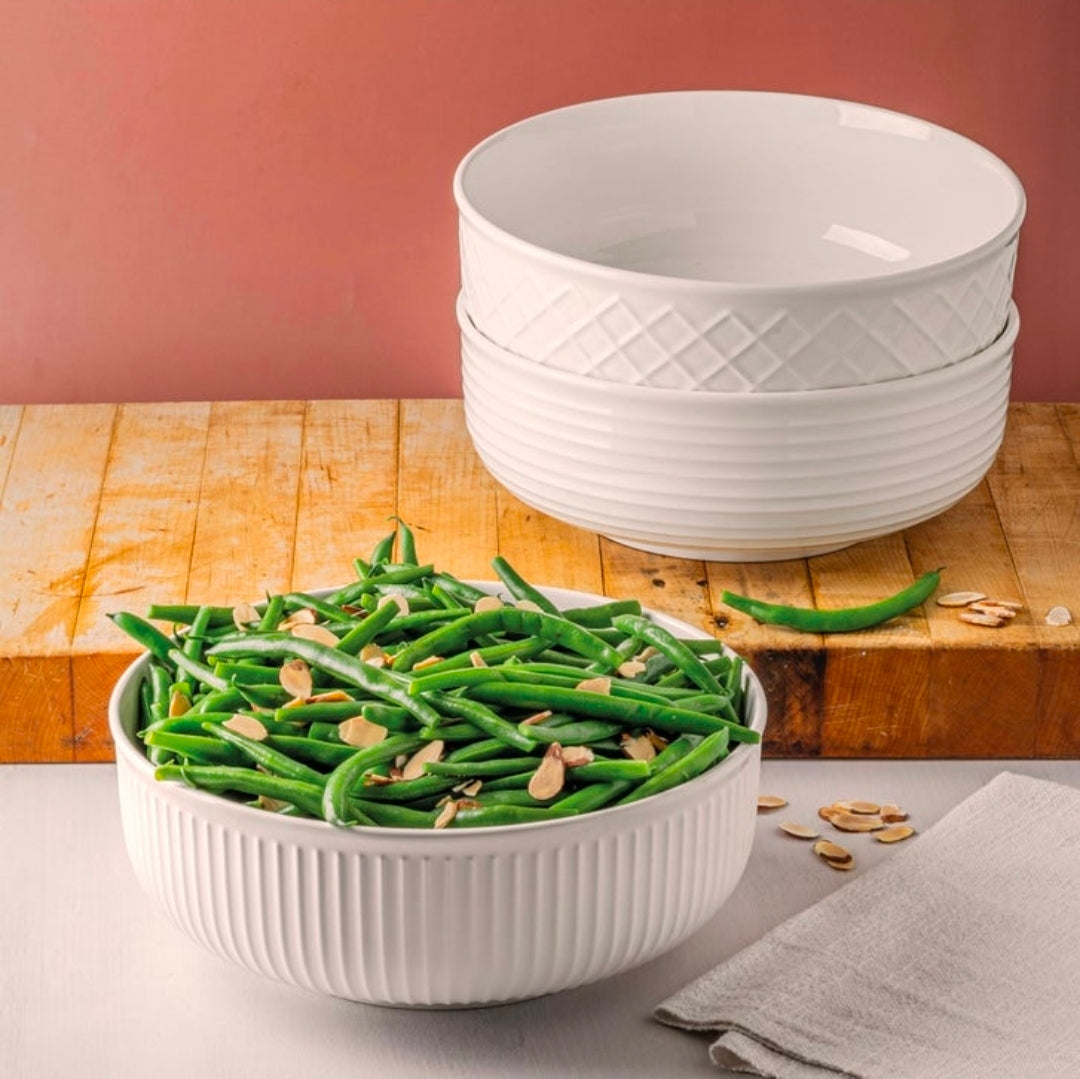 Trudeau white porcelain serving bowl set