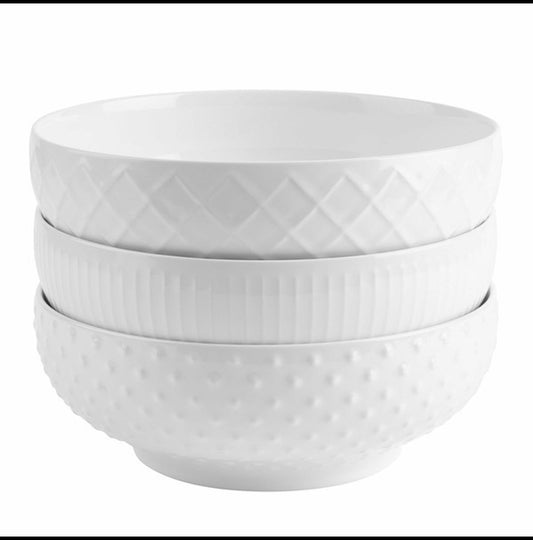Trudeau Porcelain Serving Bowl Set – White, 3-Piece
