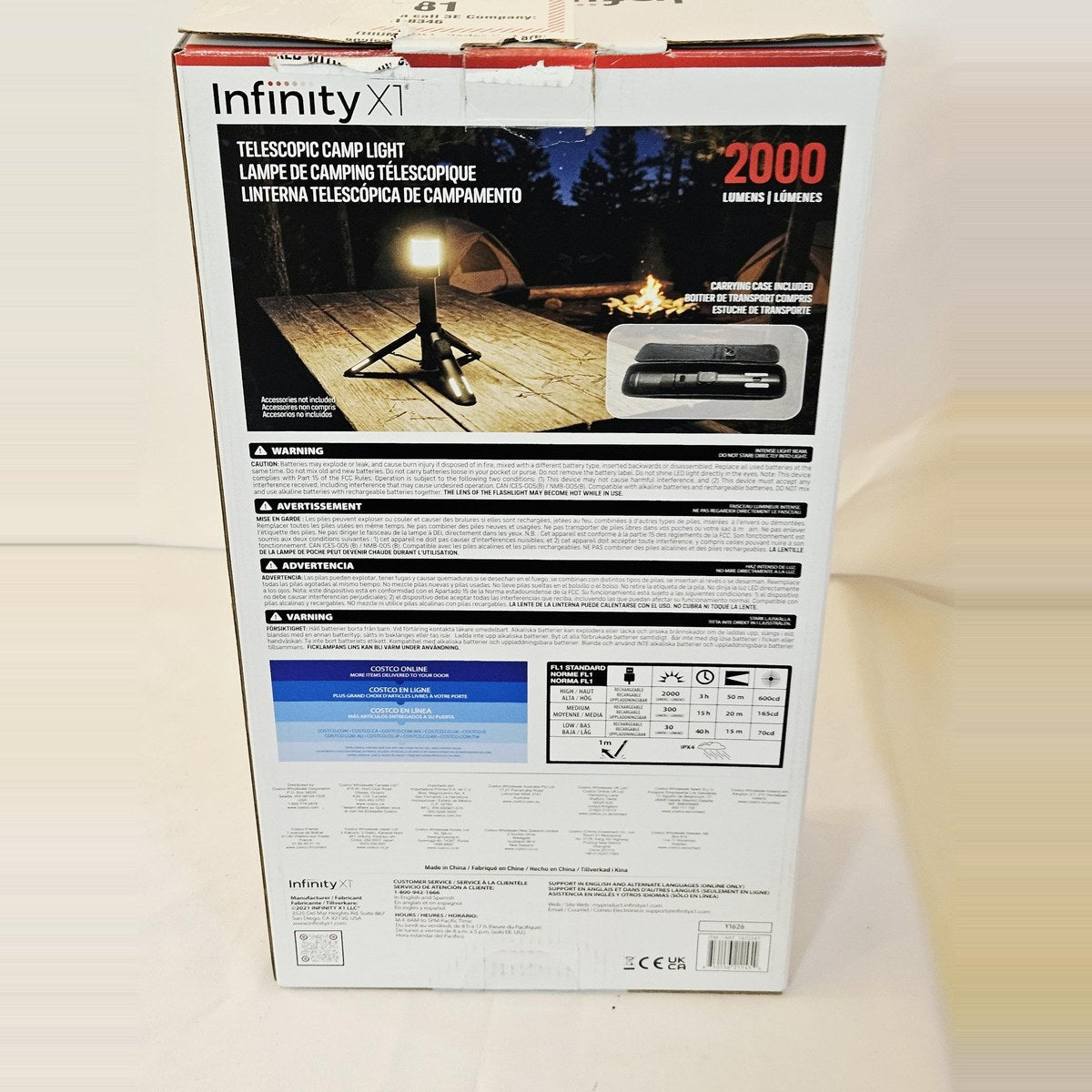 Infinity X1 camp light specifications
