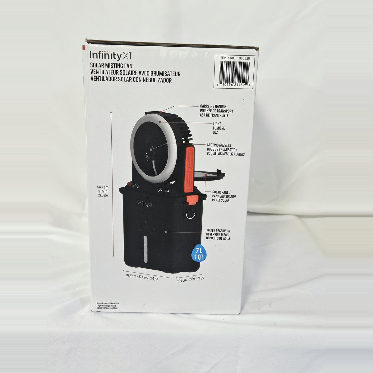 Infinity X1 misting fan features and dimensions