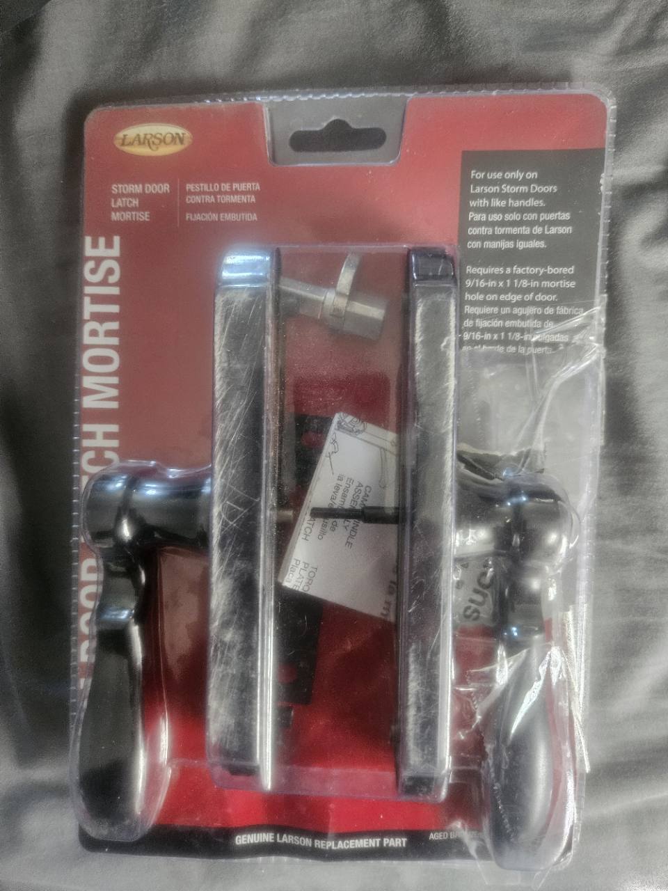 Larson aged bronze mortise storm door handle set actual open-box front