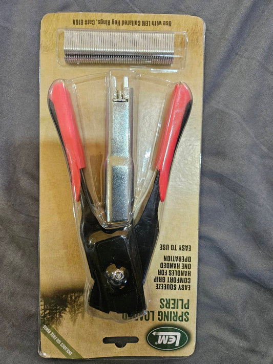 LEM spring-loaded hog ring pliers and 100 rings actual front package