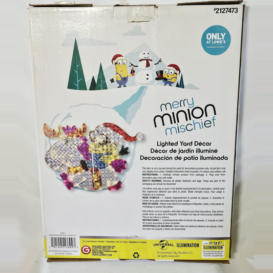 Gemmy Merry Minion Mischief lighted yard decor box, back
